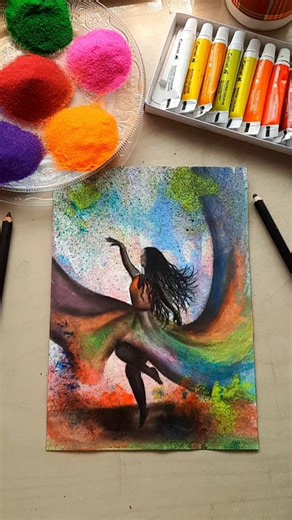Dancing Girl | Easy Watercolor Painting #shorts #dancinggirl #art #holi #arttransition #subscribe