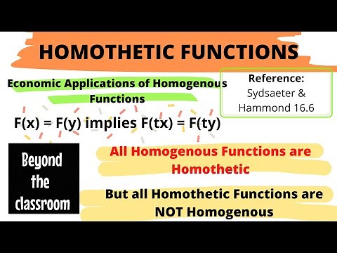 Homothetic Functions| Relation between homogenous & homothetic functions| Sydsaeter & Hammond 16.6