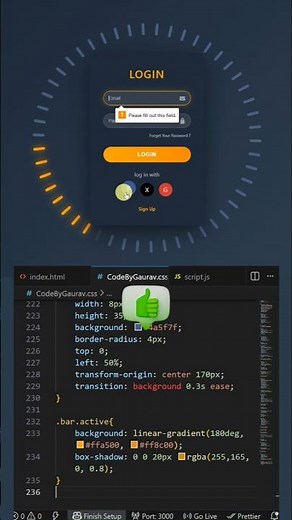 🔥Animated Login Form | HTML CSS JavaScript #webdevelopment #htmlcss #coding