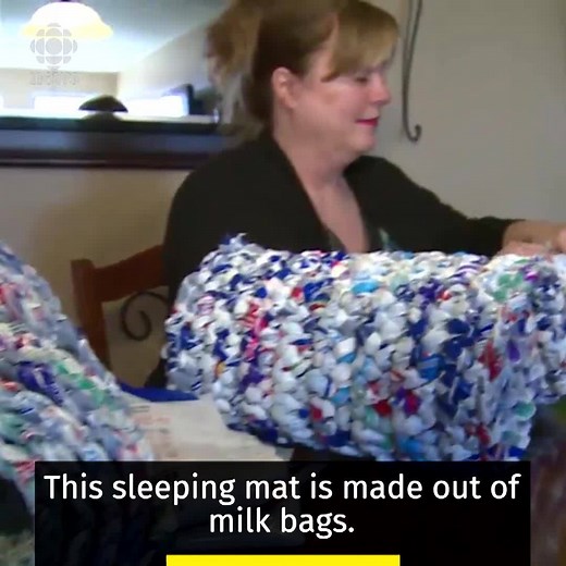 876K views · 10K reactions | A Toronto woman is turning milk bags into sleeping mats for people in need, with the help of thousands of volunteers. Watch more: https://youtu.be/WQD8CEyzaD0 | CBC News | Facebook