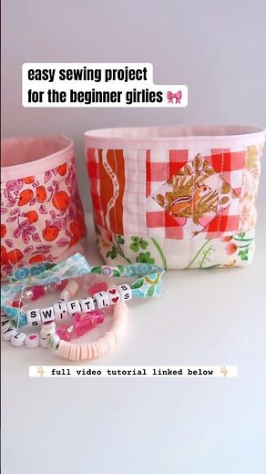 Fabric Baskets for BEGINNERS 🎀 Step by step tutorial on sewing quilted storage bins #sewing