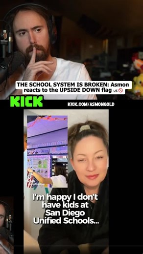 AsmonGood on Instagram: "BRO IS NOT HOLDING BACK ON THE SCHOOL SYSTEM 💀 Asmon is reacting to a teacher flying the flag upside down in front of a class, and his take is as BLUNT as it gets. Instead of seeing it as some deep political statement, Asmon says he’d just assume his teacher was STUPID and couldn't figure out how a flag works. 📉🇺🇸 The conversation gets real when Asmon starts questioning what these people are actually teaching the next generation. He calls out the "brainwashing" and t