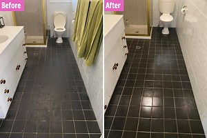 Cleaning fan gets grimy bathroom tiles sparkling in minutes & others are stunned