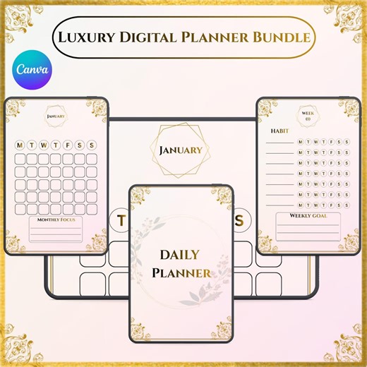Agenda numérique quotidien 2026 | Ensemble de modèles Canva et de fichiers PDF avec lien hypertexte - Etsy France