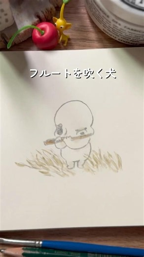 ✏︎ Easy to follow: How to draw a dog playing the flute in 1 minute #illustration