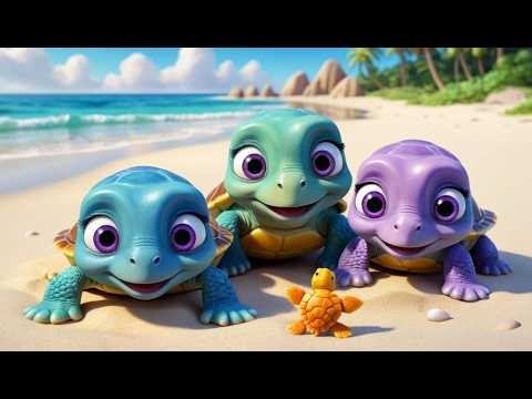 Five Little Baby Turtles Crawl Crawl Crawl | Cute Ocean Song & Nursery Rhymes