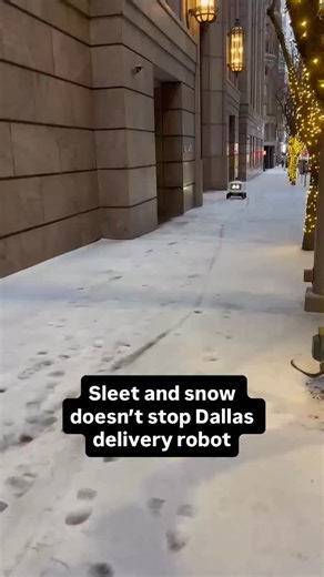 85K views · 33K reactions | Sleet in Downtown Dallas did not stop this dedicated robot from completing its deliveries. 﫡 | FOX 4 News | Facebook