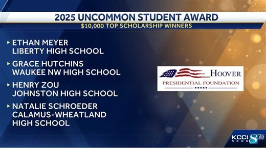 Iowa high school seniors honored with Hoover Uncommon Student Awards