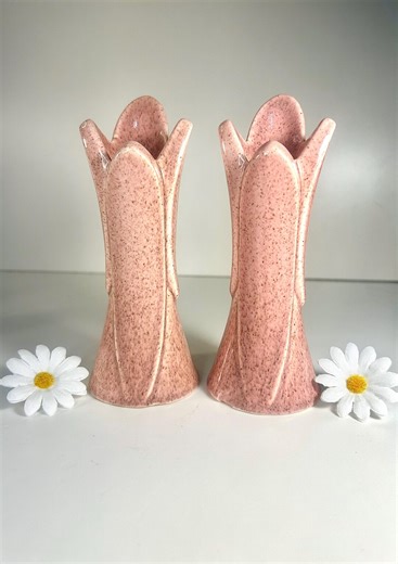 Vintage Red Wing Pottery Pink Speckled Tulip Candle Holders – Mid Century Pair Made USA - Etsy