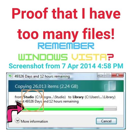 Proof From Windows Vista! I Have Too Many Files! #humor #pc #error
