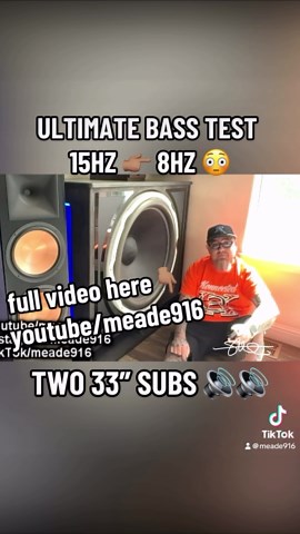 Steve Meade the SM in SMD on Instagram: "Ultimate Subwoofer BASS Test 🔊🔊 Poweful @audiocontrolinc home audio sound system pushing 2 33” @b2_audio subs from 15 hz down to 8hz 😳 full video on my channel👉🏽 YT/meade916 #smd @exocontralto @gatelyaudio @klipschaudio @sony #car #home #audio #low #frequency #bass #basshead #33 #inch #sub #subwoofer #explore #ultimate #test"