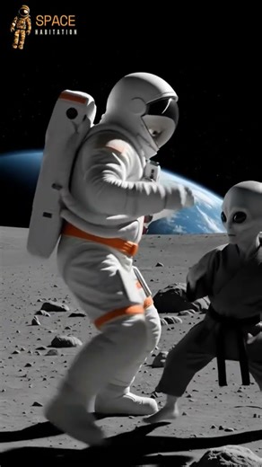 Astronauts Throw Down Karate Moves on the Moon with an Alien! #MoonLife #SpaceBuddies #shorts