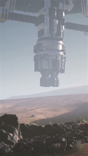 Alien Spaceship Rotate OverDesert Ufo