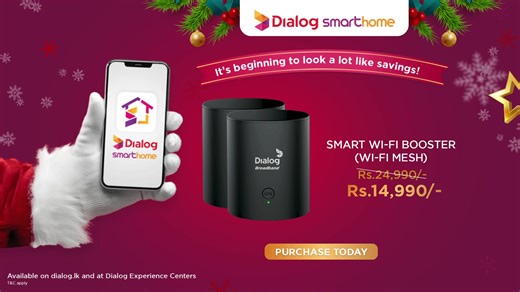 Elevate your home with the Dialog Smart Wi-Fi Booster, the latest technology that eliminates areas with low Wi-Fi coverage at home. Enjoy a stronger internet experience with multiple devices connected to your Wi-Fi with Dialog Smart Wi-Fi Booster. Remotely control via the Dialog Smart Home App from anywhere, anytime! To buy visit https://dialog.lk/smarthome-devices/dialog-home-wi-fi-mesh-ax-1800 or Dialog Experience Centers! | Dialog Axiata | Facebook