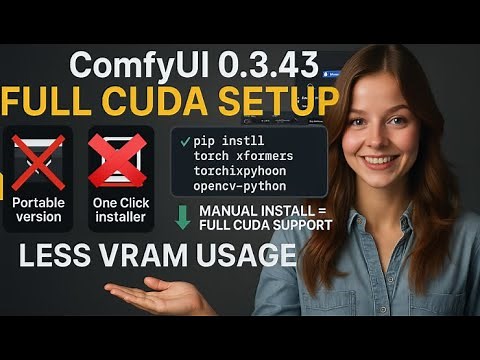 ComfyUI 0.3.43 Full CUDA Setup | Manual Install = Less VRAM, Better Speed!