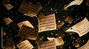 Falling sheet music background
