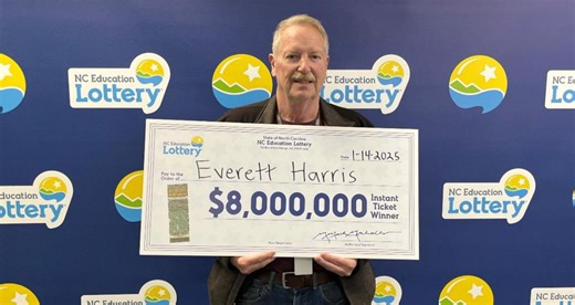 North Carolina man wins $8 million lottery prize