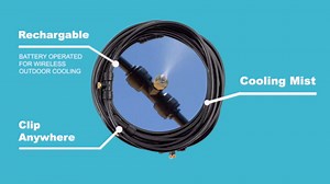 O2COOL Rechargeable Outdoor Misting Rope, Up to 25 FT + 6 Mister Nozzles, NO Water Hose or Power Source Needed, Misters for Outside Patio or Misters for Reptiles Water Mister