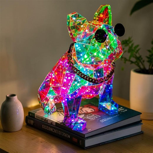Starlightz French Bulldog LED Lamp, RGB Smart App Control Night Light, Holographic Acrylic 3D Dog Table Lamp, Gaming Room Decor, BFF Gift - Etsy