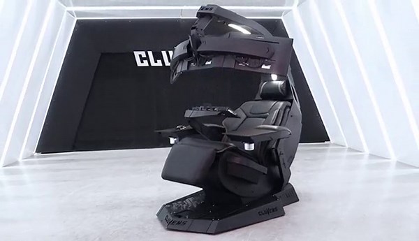 Imperator Works EASECOMFY Cluvens Manticore Zero Gravity Chair Cockpit Computer Workstation Leather seat with Memory Foam Massage Black Support 3 Monitors, Can Extend to Support up to 5 Monitors