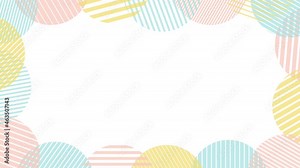 Pastel striped circles frame background (random motion, seamless loop, black background)