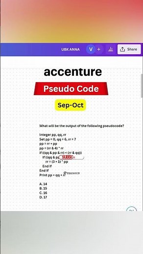 Pseudo Code : Accenture On campus Questions