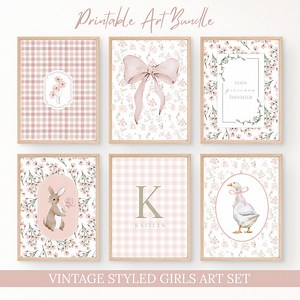 Pink Girl Nursery Gallery Wall Set Pink Girls Room Prints Set Girls Vintage Poster Baby Girl Nursery Art Flowers Girl Room Art Bunny Prints - Etsy Canada