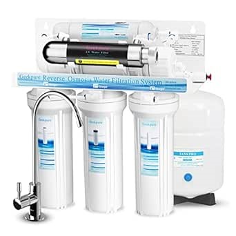 Geekpure 6 Stage Reverse Osmosis RO Drinking Water Filter System with UV Filter-75GPD