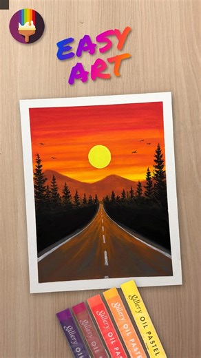 Easy Mountain Road Painting #shortsfeed #shorts #drawing #painting