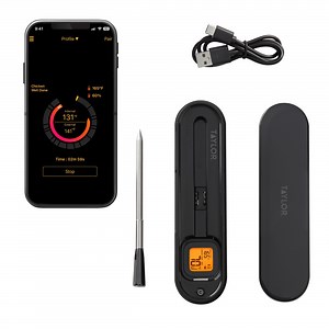 Taylor Waterproof Bluetooth Digital Wireless Grill and Meat Thermometer with Smart Probe Black - Walmart.com