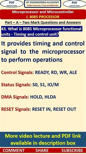 43MP - Microprocessor - 8085 Microprocessor Functional Units - Timing and control unit