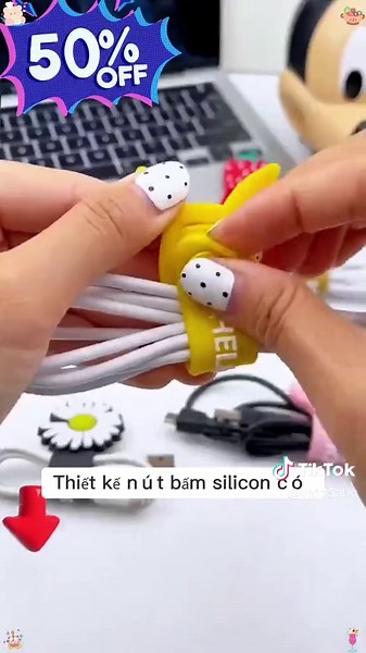 With this cartoon cable organizer, both data and electrical cables can be neatly arranged