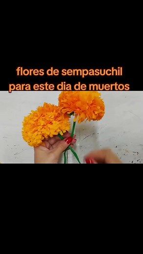 flores de sempasuchil #papel.creepe#fyp #encasa #creatividad #manualidades #halloween #dia de muertos#parati