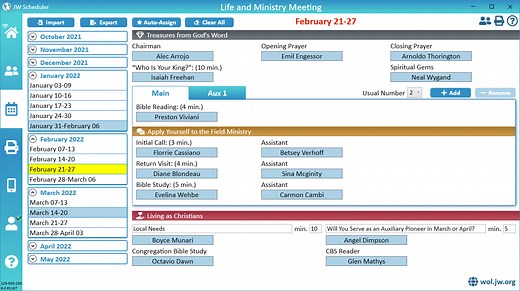 NW Scheduler | Schedule the Christian Life and Ministry Meeting (CLM)