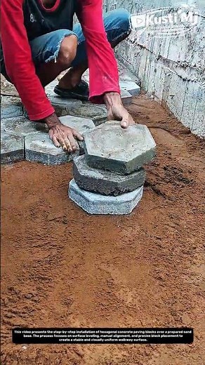 Hexagonal Paver Installation on Sand Base | Manual Ground Leveling and Block Placement Technique.