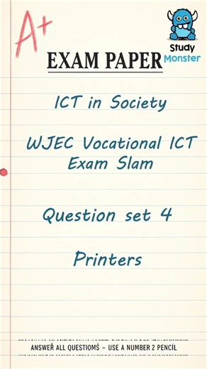 WJEC Vocational ICT Byte-Sized Revision | Exam Slam Printer Questions #GCSERevision #WJECICT #VocationalICT #homeschool #ExamReady