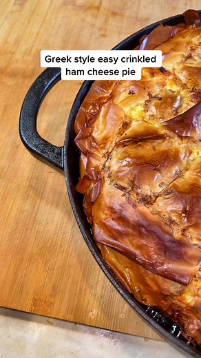 Greek Style Easy Crinkled Ham Cheese Pie Recipe