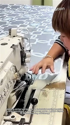 Sewing a Thick Mattress Cover #worker #process #sewing #manufacturing #craftsmanship
