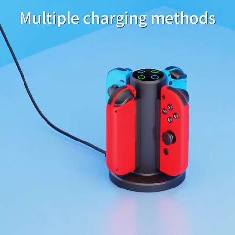 HONCAM Joycon Charging Dock for Switch Controller, Switch Accessories Compatible with Joycon,4 in 1 Charger with a USB Type-C Cord, Black