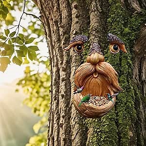 Bird Feeders with Tree Faces - Outdoor Art Decorations - Surprise Present,Garden Hugger - Yard Art Statues Tree Faces Decor Outdoor EyesOutdoor Surprise Present