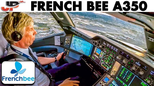 San Francisco Sunset Takeoff Airbus A350-900 Cockpit