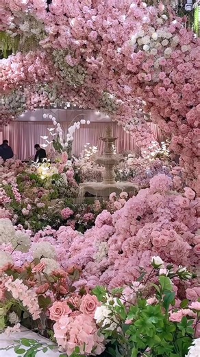 Romantic Wedding Moments in a Sea of Pink Flowers