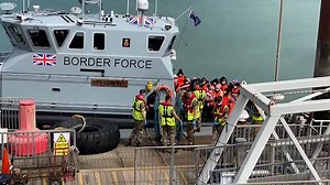 Group of migrants arrive at port of Dover after crossing channel