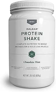 IsaLean Protein Shake - Complete Superfood Meal Replacement for Maintaining Healthy Weight and Lean Muscle Growth with 24 Vitamins and Minerals - 29.1 oz - 14 Meal Canister (Chocolate Mint) - Canister