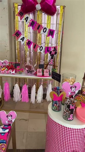 Mesa de Dulces con Temática Minnie Mouse para Fiesta