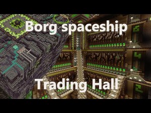 Minecraft Borg Cube spaceship villager trading hall for 96 villagers!