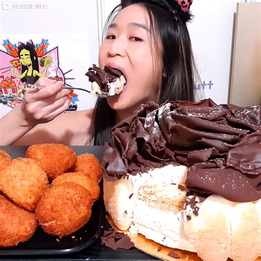 The MOST Delicious Chocolate Tiramisu Cake & Potato Balls! Porto's Bakery #mukbang #asmr #cakes #dessert #tiramisu #chocolate | Peggie Neo