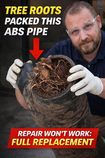 Yes — ABS sewer pipes can have root intrusion. All it takes is a small crack. Moisture escapes. Roots detect it. They grow inside. This 6-inch line was completely packed with roots — 100% blocked. Hydro jetting doesn’t help when the pipe is structurally compromised. At that point, cleaning is temporary or impossible. The correct solution here was excavation and replacement. If your drains are backing up or slowing down, don’t guess. Inspect the line before it turns into a major emergency. We off