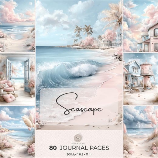 Seascape Junk Journal Pages Background, Sand and Sea Collage Printable, Ocean Junk Journal Kit, Beach Journal Paper, Summer Background - Etsy