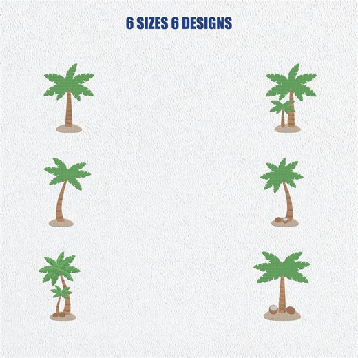Palm Tree Embroidery Set | Coconut Tree Machine Embroidery Pattern | 6 Sizes 6 Design | Digital File